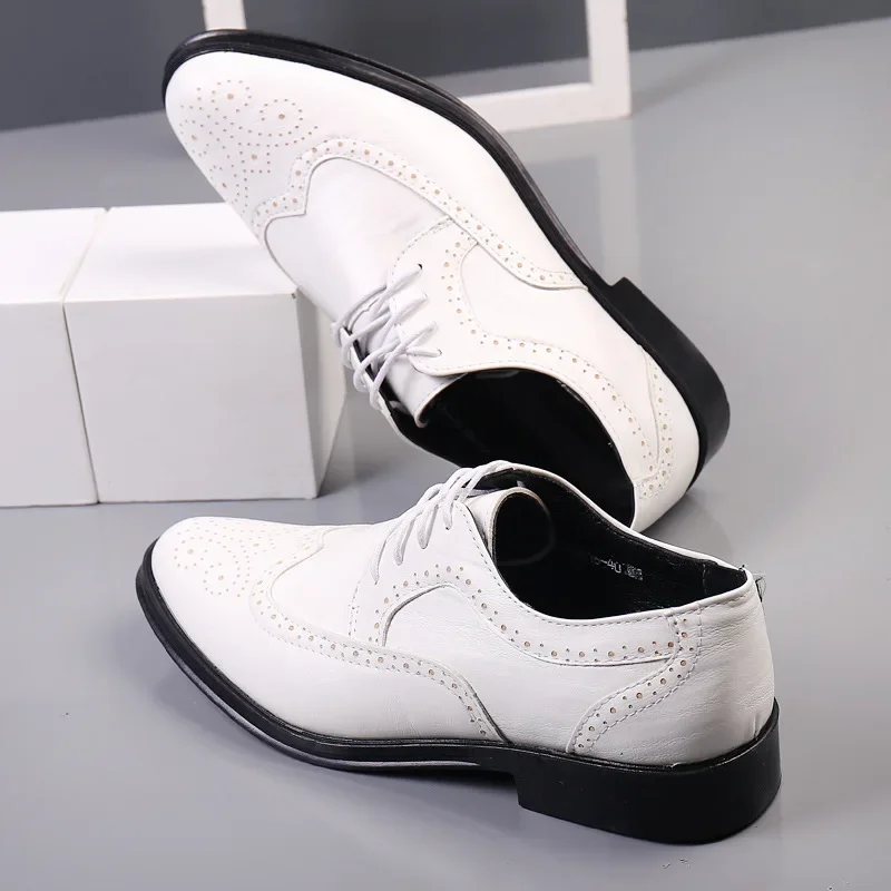 2023 Mens Wingtip Oxford Shoes Genuine Calfskin Leather Brogue