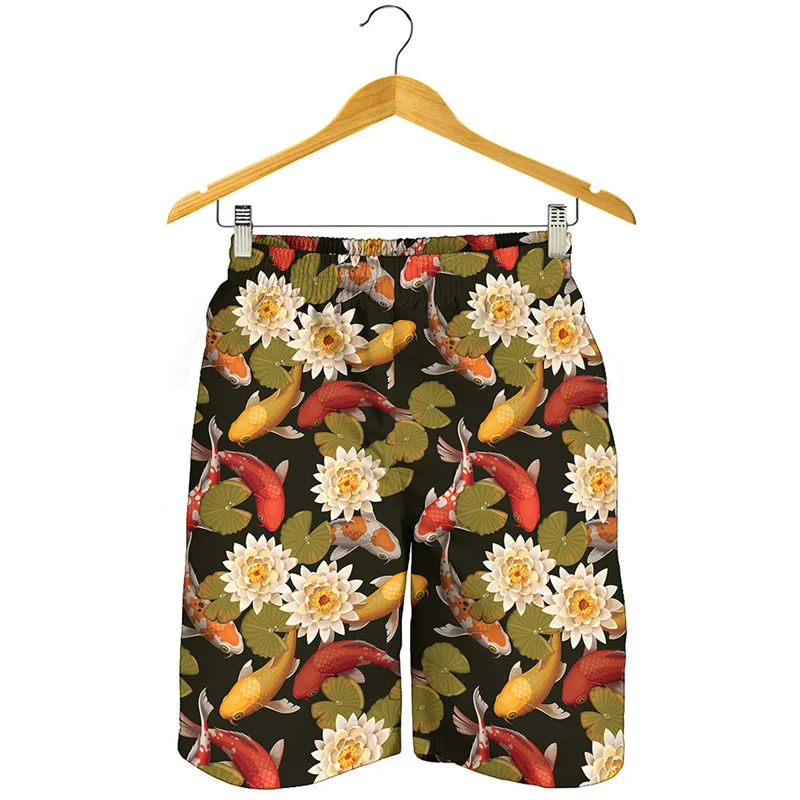 Chinese Koi Carp Pattern Beach Shorts Men 3d Printed Fish Swimming Trunks Summer Street Short Pants Summer Surf Board Shorts 3