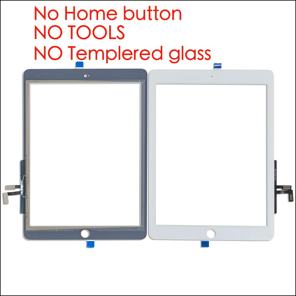 2017 A1822 A1823 Сенсорный экран для iPad 5-го поколения 5, переднее стекло дигитайзера с кнопкой «Домой» + кабель + инструменты + закаленные стекла