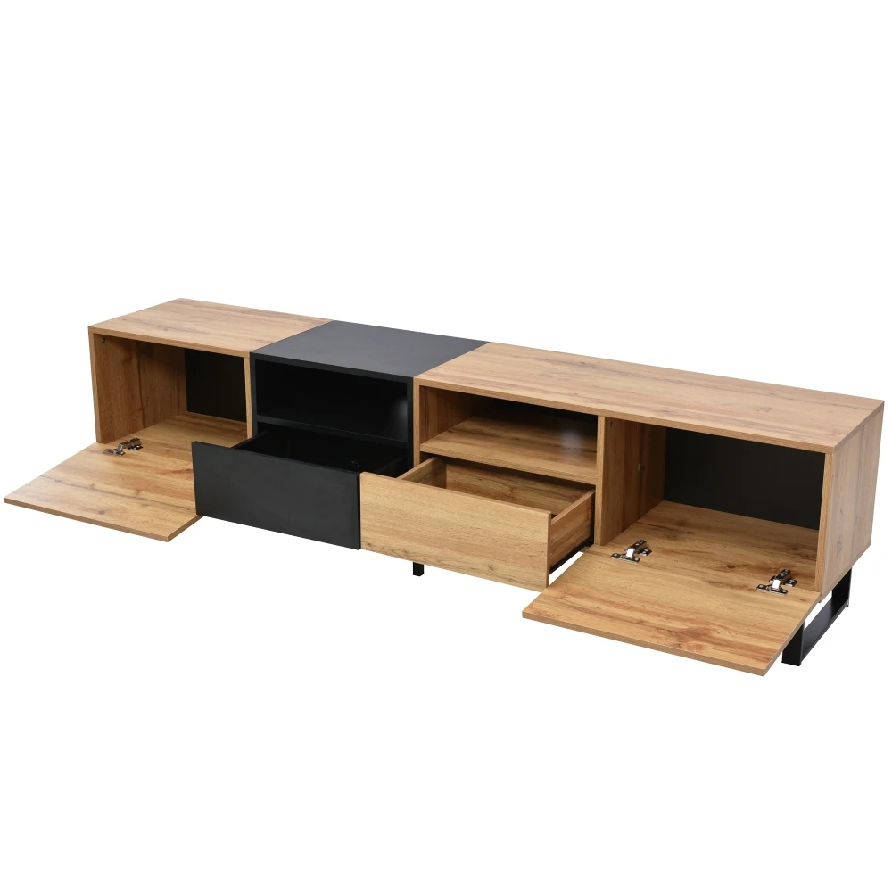 Moderner TV-Ständer aus schwarzem Holz – geräumiger Stauraum und robuste Konstruktion | Ideal für Wohnzimmer, langlebige Wohnmöbel – Detail 23
