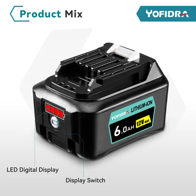 Batería 12V 5000mAh Para Makita - Compatible Con BL1041B, DF031D Y Más
