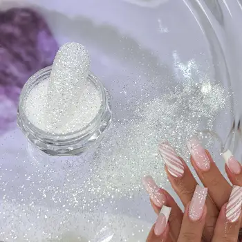 1.5g/Jar White Snowflake Sugar Nail Powder Sea Sparkling Salt Crystal Diamond Pigment Dust DIY Winter Christmas Manicure Decor F 1