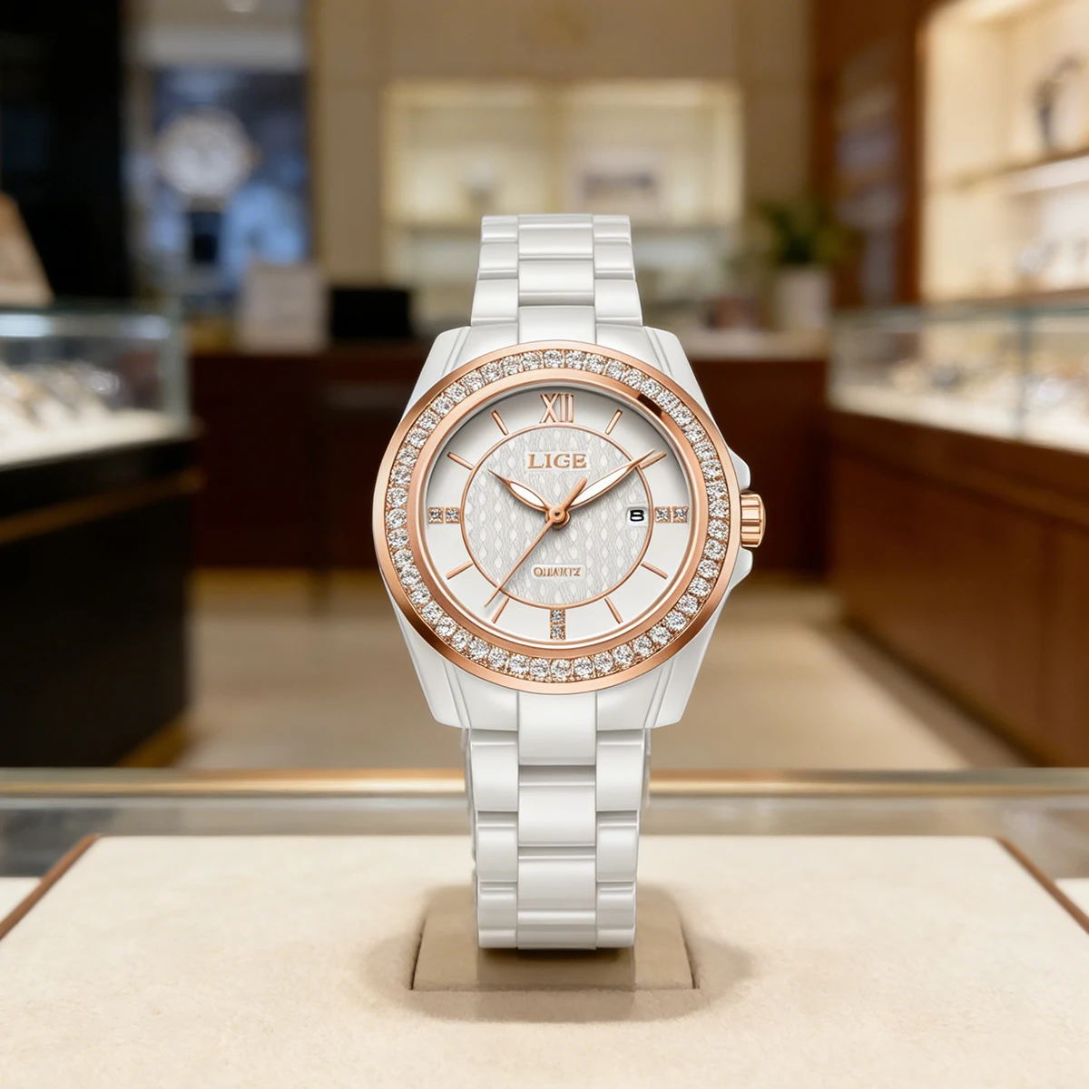 LIGE Elegant Women's Luxury Fashion Wristwatch with Quartz Movement in Stainless Steel