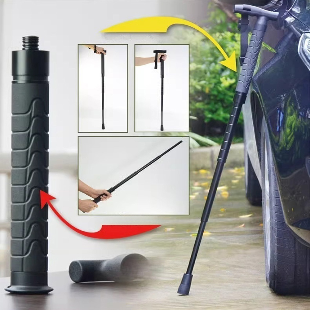 Outdoor mountaineering cane, outdoor folding multifunctional telescopic cane, cane, self-defense dog beating stick
