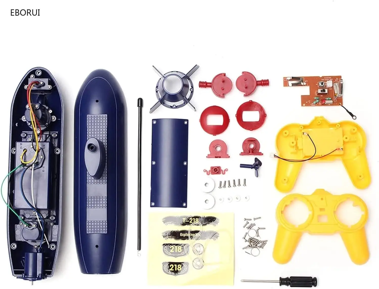 EBORUI D025 DIY Mini RC Submarine 2.4GHz 6 Channels Remote Control Boat Under Water Ship RC Boat for Kids
