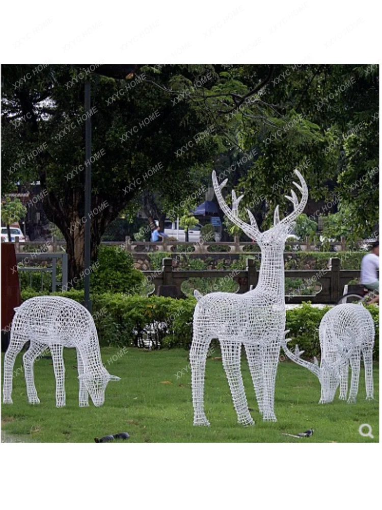 

Garden Decoration Courtyard Sculpture Rabbit Deer Decoration Hotel Hall Decoration Hollow Simulation Animal Decoration Direct