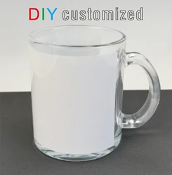 Personalized 11oz Glass Mug - Customizable Coffee Cup with Printed Design (White Glass)