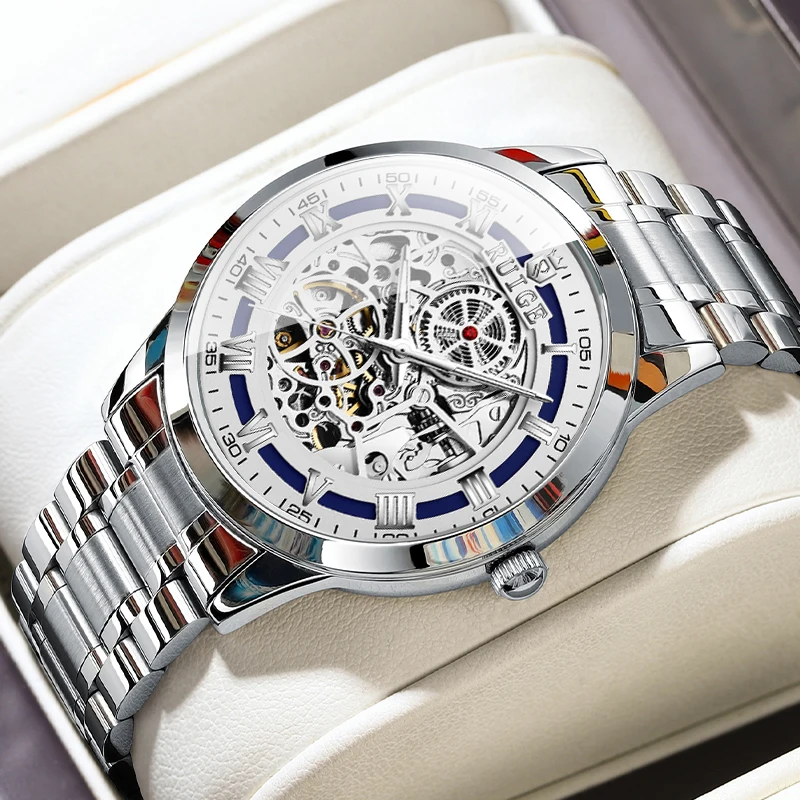 Jinshi Boshisun - Montre Mécanique Automatique à Multiples Aiguilles Pour Homme, Montre électronique à Volant, Veilleuse, étanche, à La Mode, Soleil, Lune Et étoiles