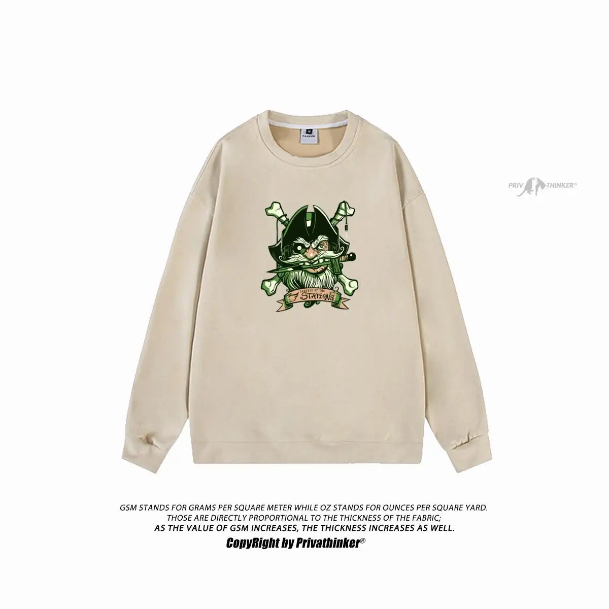 

2024 Captain Pirate Sweatshirt Men Causal O-Neck Long Sleeve Top Women Loose Retro Suede Oversize Streetwear Hip Hop Pullover