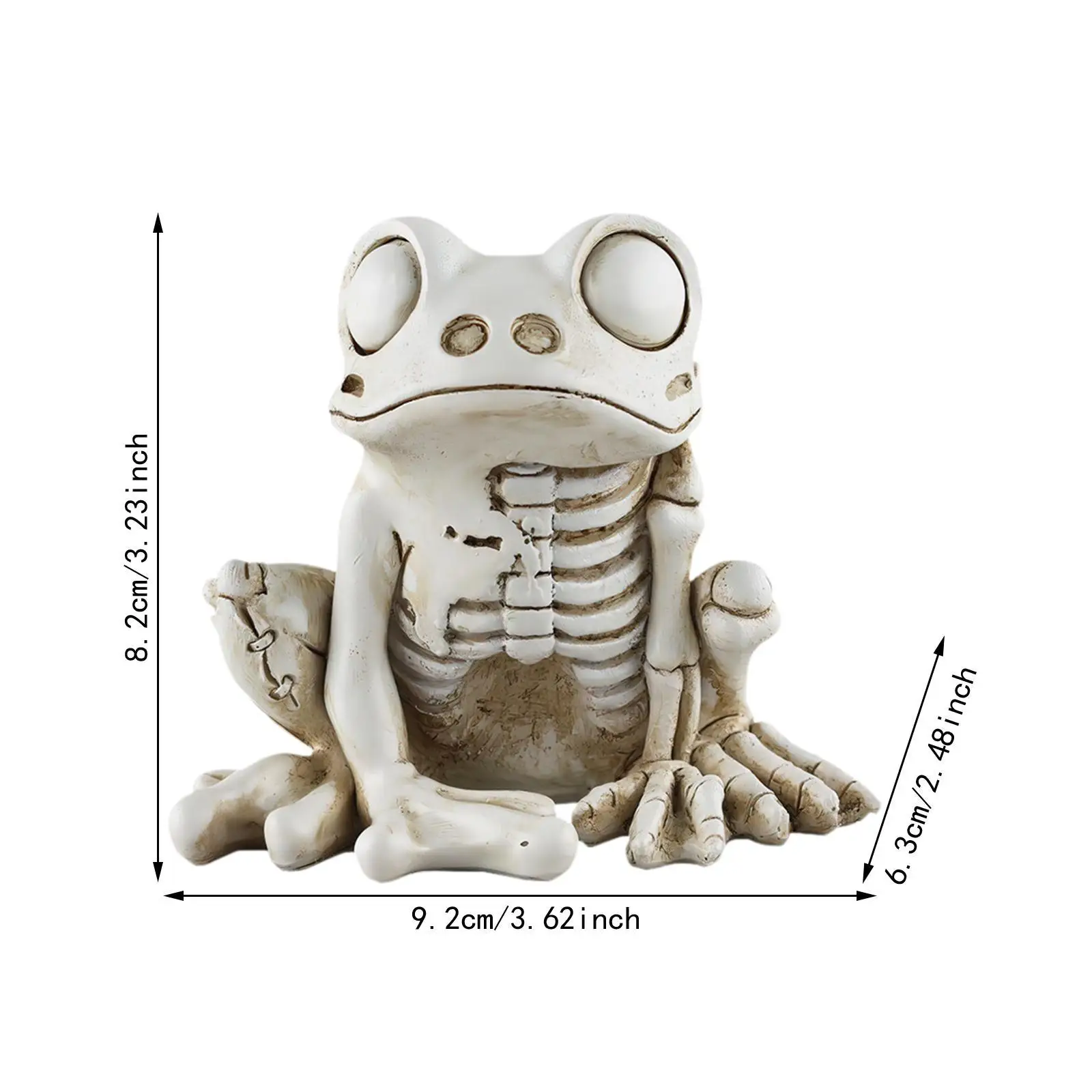 Frog Sculpture Halloween Gift Resin Animal Statue Desktop Ornament Frog Skeleton Decoration for Office Indoor Desk Patio Party