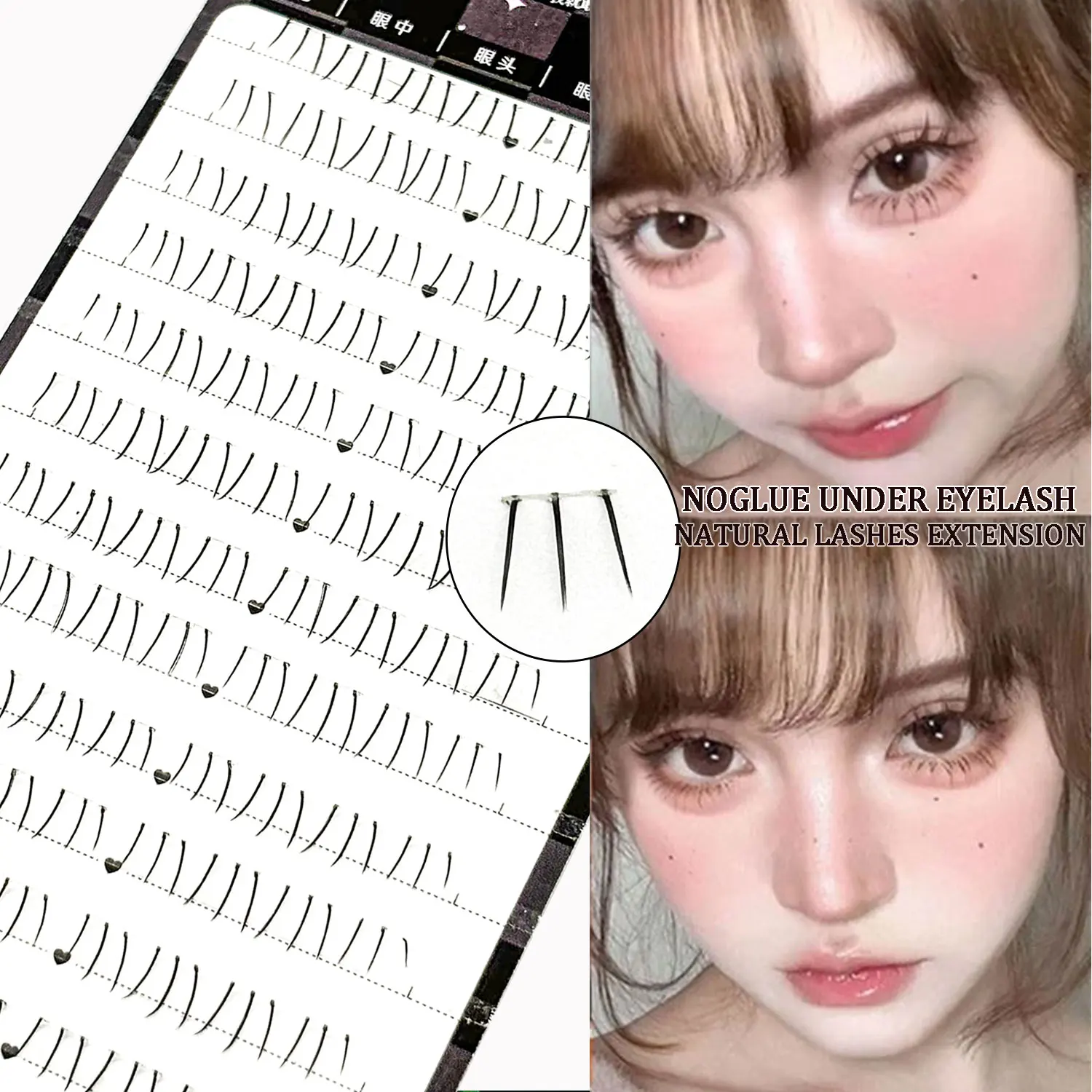 Description Picture 4 of itemSelf-adhesive Lower Lashes Glue-free Underlash Multiple Styles Single Tuft Eyelashes Natural Fox Under Eyelash Novice Eyelashes