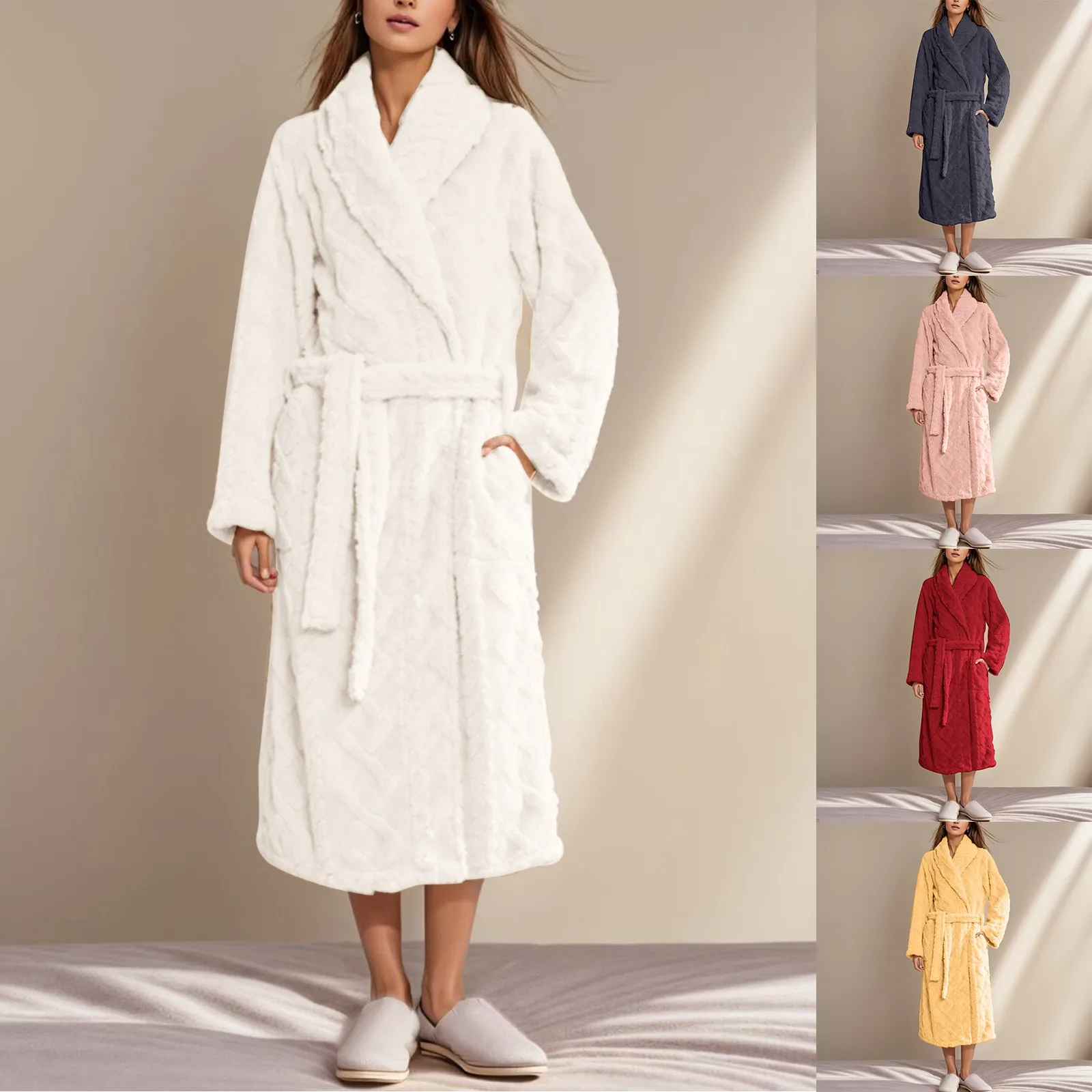 

Flannel Bathrobe Pajamas Lengthened Thick Ladies Winter Fleece