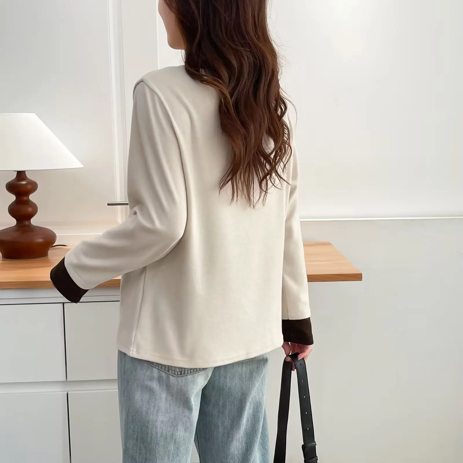 Fashion Plus Size Women's Long Sleeved T-Shirts Autumn Style Fake Two Pieces Tops 2536