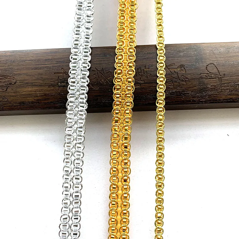5m/16.4ft Each Pack Gold Silver Lace trims Weaving centipede Festive Decoration Handmade DIY sewing dress Crafts sequin ribbons