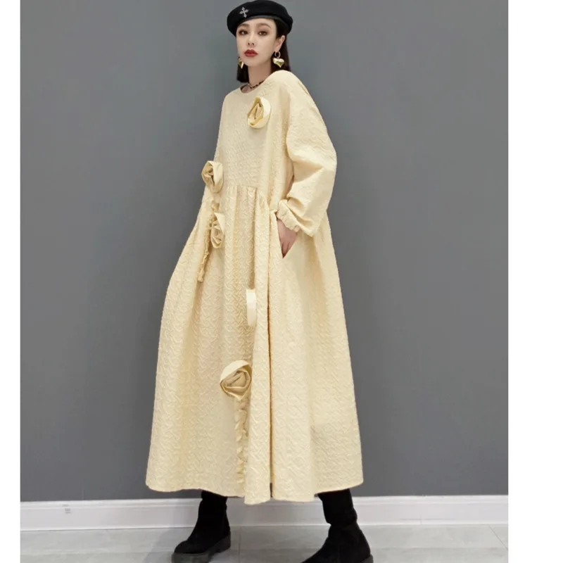 

Women Long Sleevescrew Neck Dress Loose Dress
