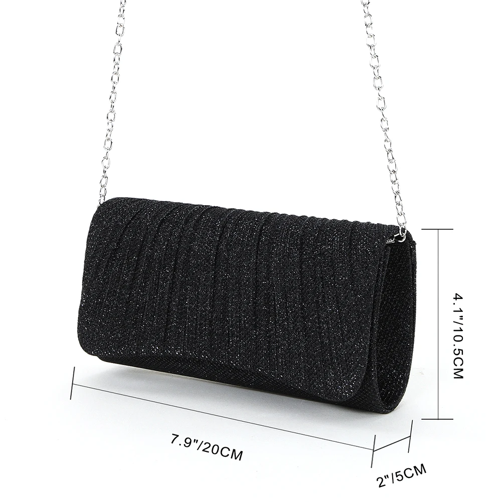 Women Shiny Shoulder Bag Elegant Sparkle Clutch Bag Fashion Chain Tote Handbag Chic Cocktail Wedding Clutch