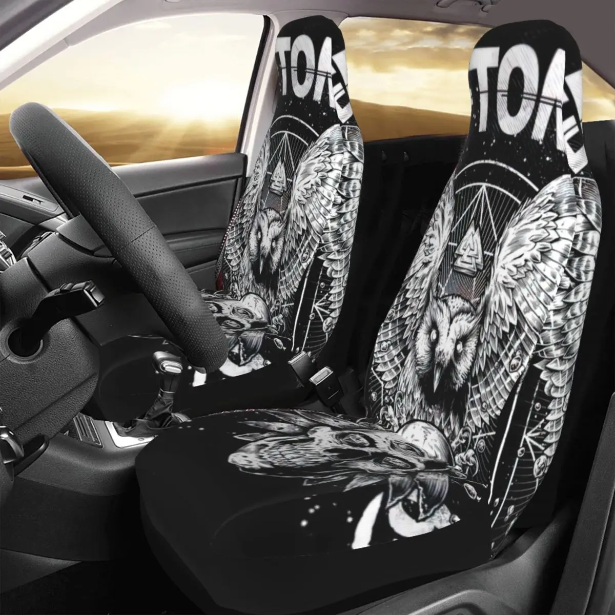 

Arte Heavy Metal Rock Car Seat Cover Custom Printing Universal Front Protector Accessories Cushion Set