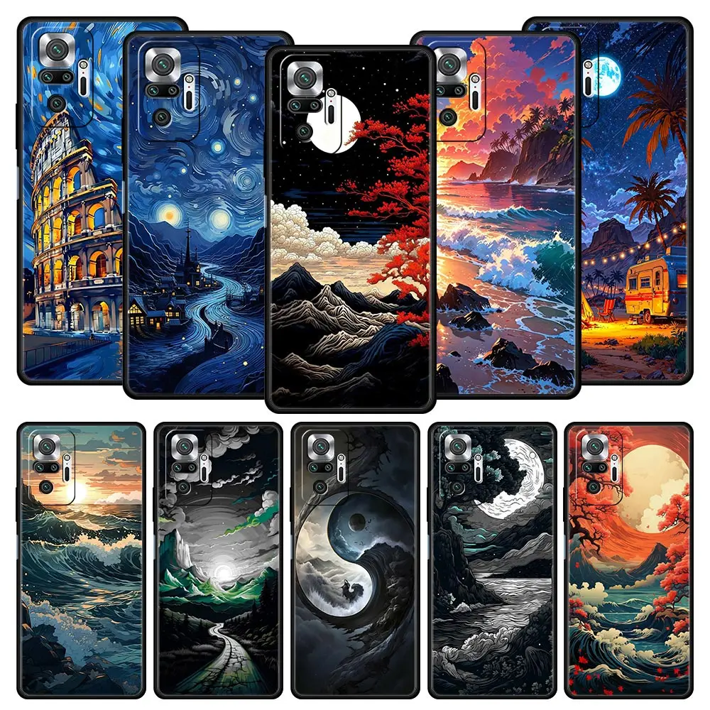 Soft TPU Phone Case with Landscape Art Design