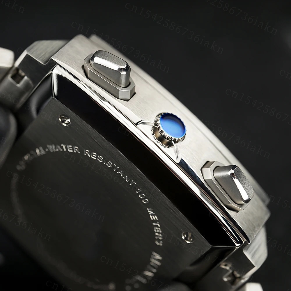 2022 Fashion New Square Color Bar 37mm Men's Leisure Sports Sapphire Mirror Stainless Steel Material Waterproof Quartz Watch