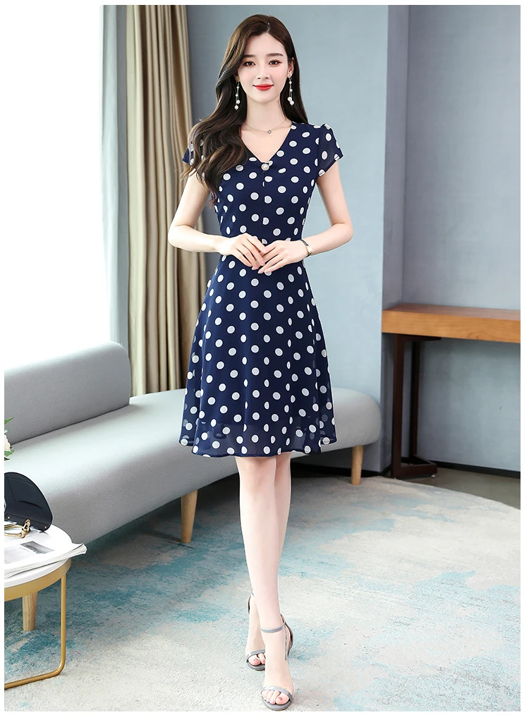 Mini Polka Dot Dress Short Dresses Women 2022 Summer Dresses Woman Casual Chiffon Sexy Black Red Floral V-neck Plus Size L-5XL lulus dresses