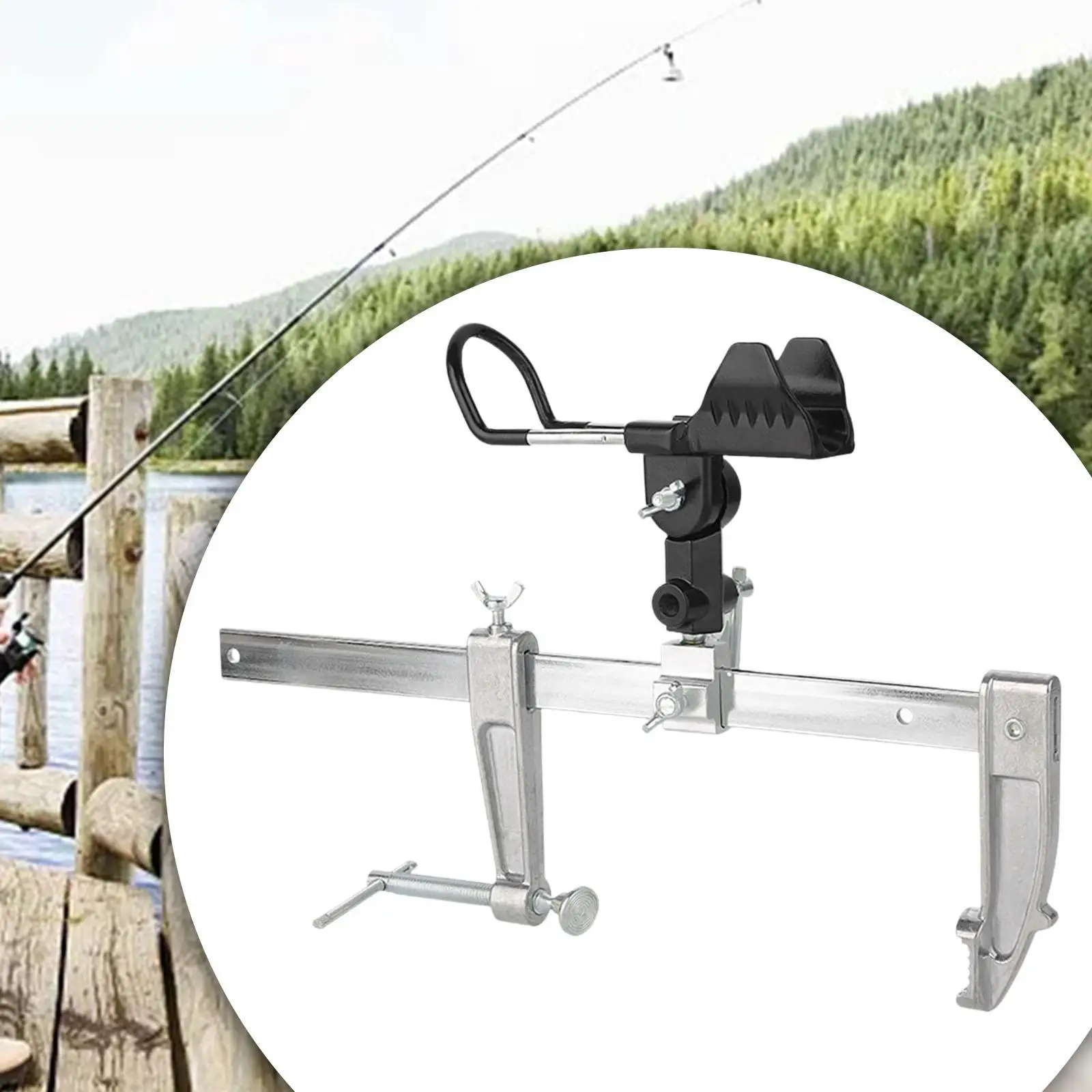 Fishing Rod Stand Practical Large Clamp Sturdy Easy Installation Fishing Device for Ice Freshwater Saltwater Canoe Dock fishing rod support