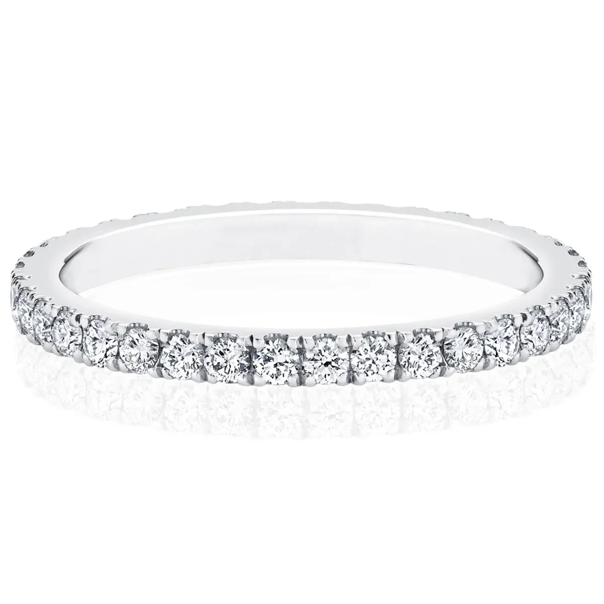 DEZO Moissanite Eternity Wedding Band Brilliant Round 2mm D Color Stacking Rings For Women 925 Sterling Silver Jewelry