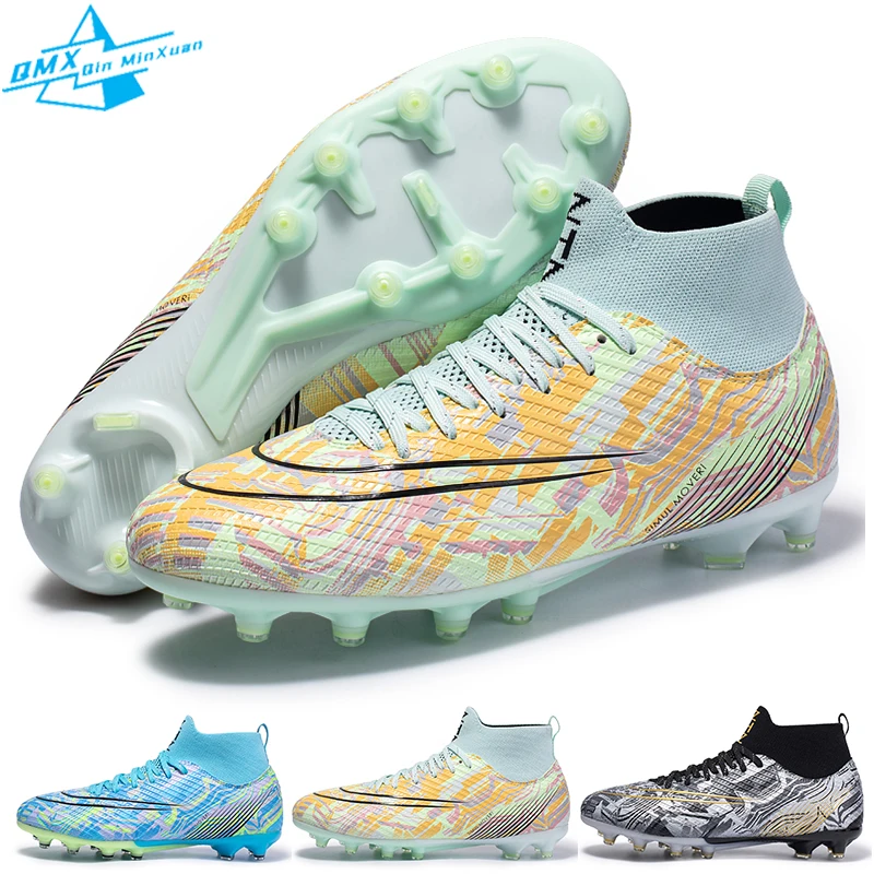 Men Soccer Shoes 2023 High Ankle Professional Lawn Football Boots Kids Boy Anti-Slip TF/FG Indoor Training Football Sneakers