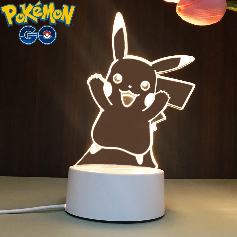 

3d-светильник в виде покемона, модель фигурки Пикачу, детская прикроватная Светодиодная настольная лампа с теплым белым светильник, игрушки TAKARA TOMY, наружные игрушки для фанатов