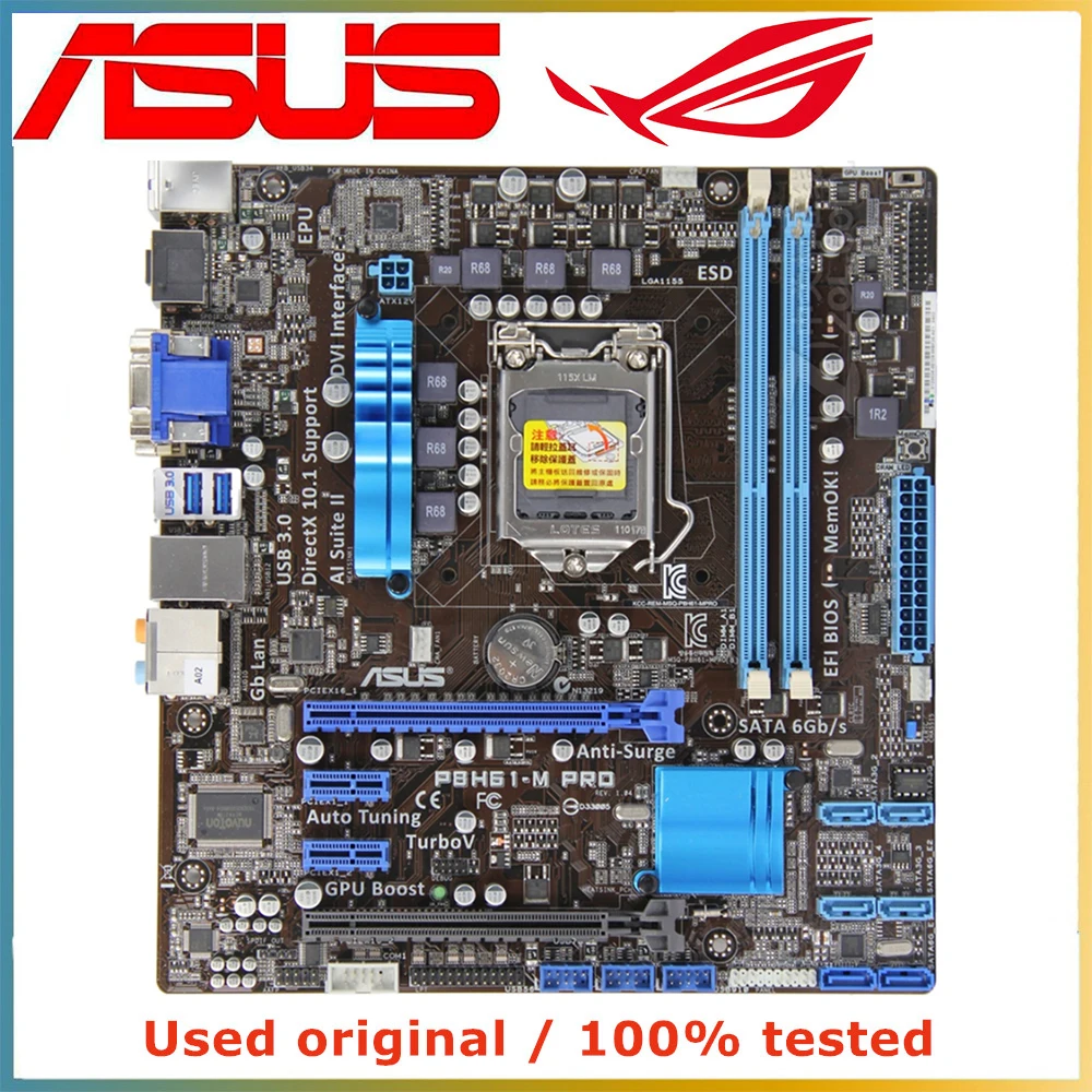 

Материнская плата для компьютера ASUS P8H61-M PRO LGA 1155 DDR3 16G для Intel H61 P8H61 десктопная материнская плата SATA II PCI-E 2,0 X16