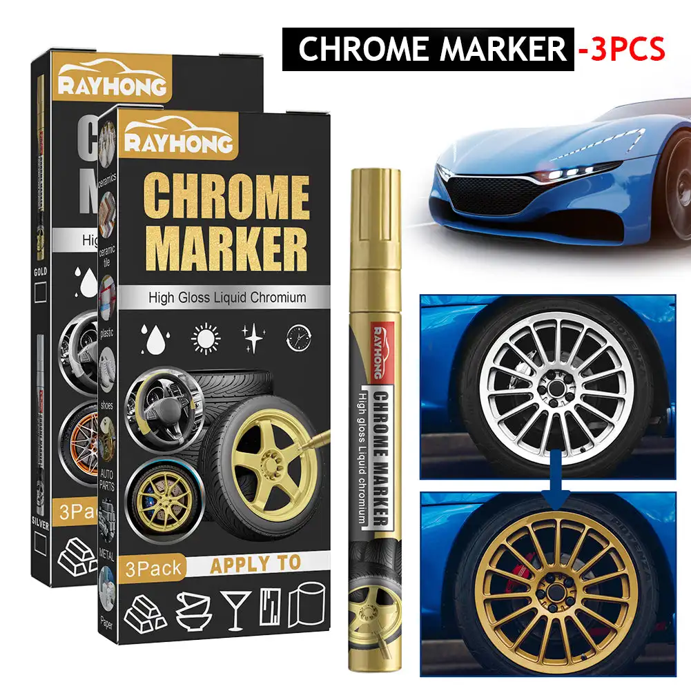 3pcs Chrome Marker Pen Permanent Marker For Car Bike Motor Tires Tyre Paint Pen Rubber Tyre Metallic Markers permanent marker pen permanent marker paint marker pen markers pen permanent markers mirror marker pens paint pen marker pens art marker pen art markers