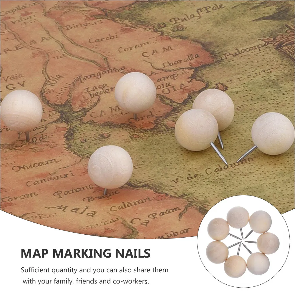 120개 원형 헤드 나무 푸시핀 장 압정 코르크보드 사진 고정 지도 표시 못 사무실 교실용
