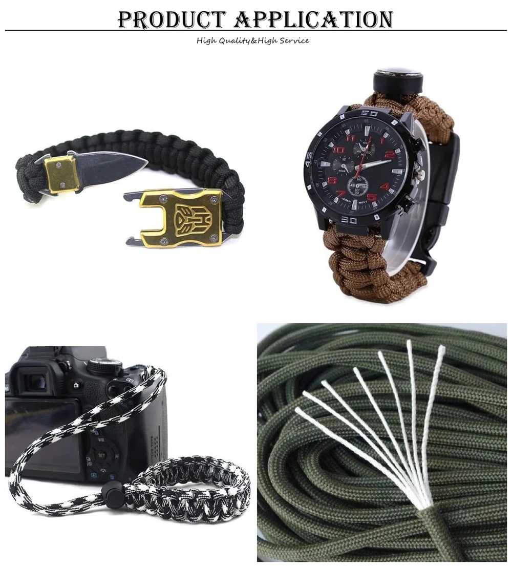 1 Stück 100FT 550 Paracord Fallschirmschnur Lanyard Mil Spec Typ III 7-Strang-Kern zum Klettern, Camping, für Schnallen, Armbänder 41-80 – Detail 9