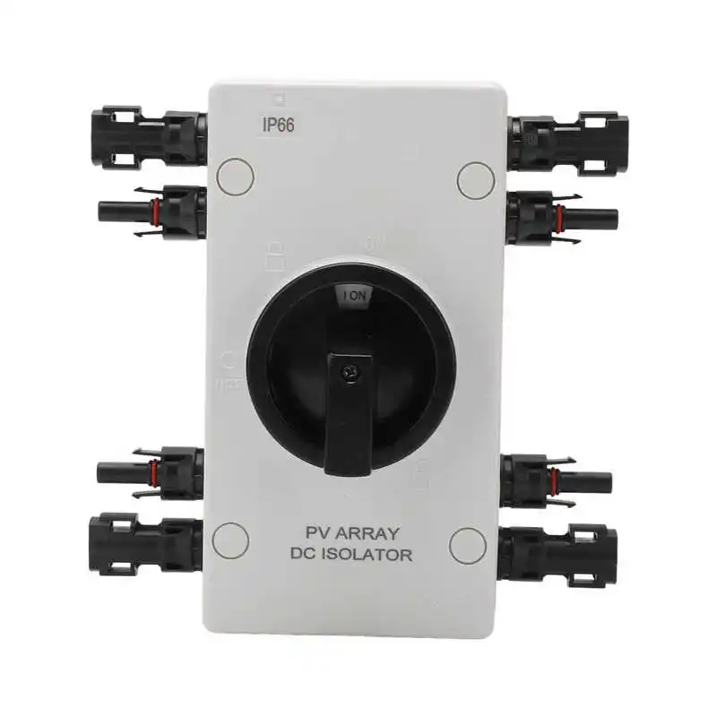 

Solar Photovoltaic DC Waterproof Isolator Switch IP66 4P 32A 1000V 2string Phase Outdoor Isolating Rotery Disconector