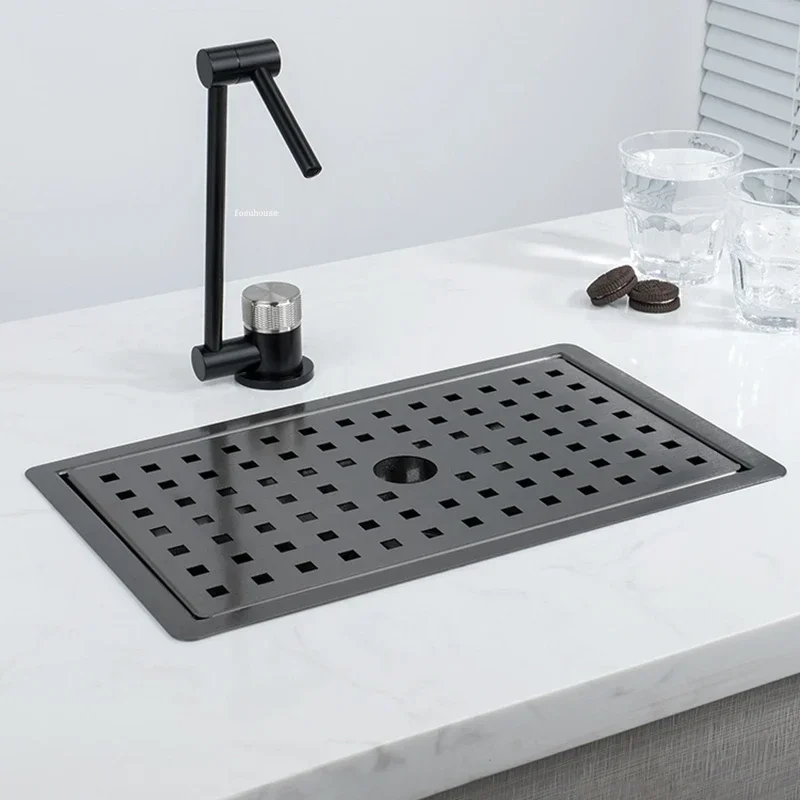 Nano Sink Hidden Stainless Steel Sinks Island Bar Invisible Mini Small Single Pantry with Cover Kitchen Fixture 5