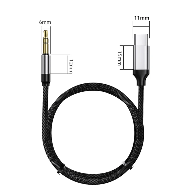 Type-C to 3.5mm AUX Audio Cable Car Speaker Headphone For Mobile Phone Conversion Car Earphones