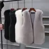 2025 Women's Thickened Warm Fox Fur Vest Spring Autumn Outerwear Cotton Lined Versatile Slimming Faux Fur Backless Tank Top