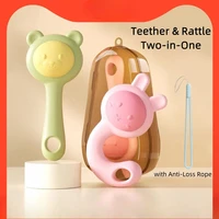 Teether Rattle Toy for 18M+, Food Grade Silicone Rabbit Bear Animals Toy, Sensory Toys for Toddlers, Travel Toys for Babies 1