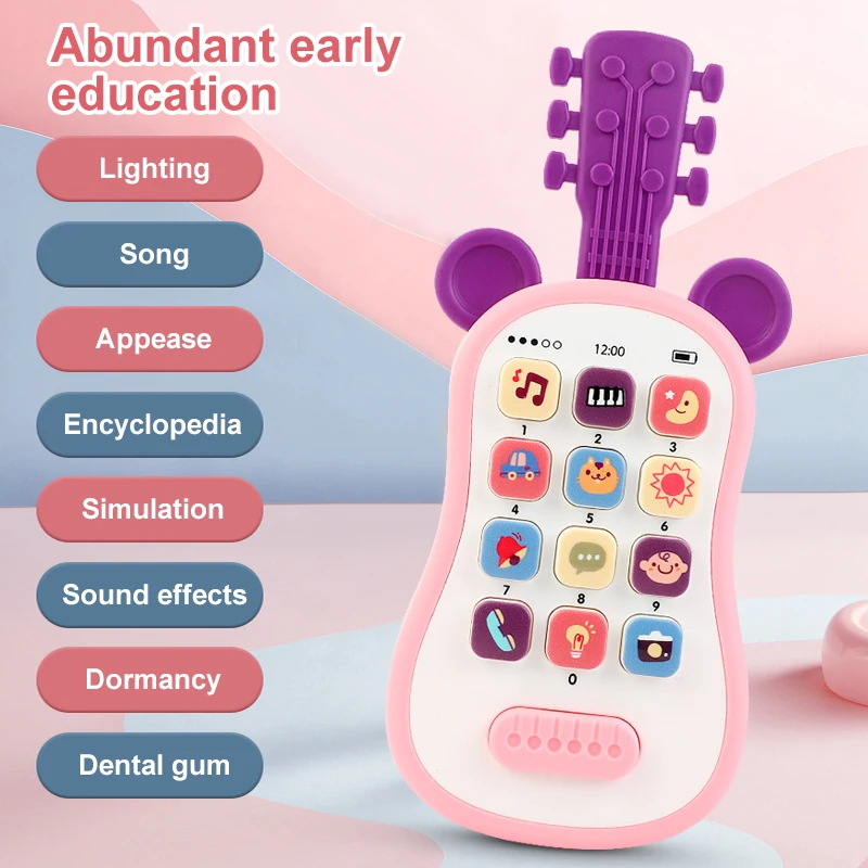 Giocattoli Telefonici a Forma di Chitarra per Bambini, Telefoni Musicali con Suoni, Giocattoli per il Sonno, Telefoni Analogici per Bambini, Giocattoli Educativi per la Prima Infanzia, Regali per Bambini - immagine 4