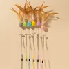 Cat Toys Feather Cat Stick Bite Resistant Steel Wire Spring Feather Interactive Cats Toy with Bell Wool Ball Kitten Toy Sticks 2