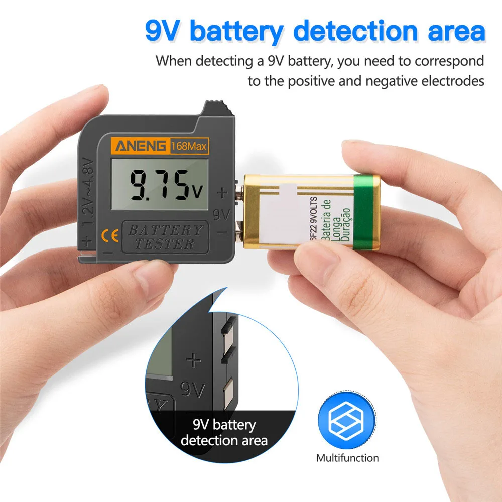 168Max Digital Lithium Battery Tester Capacity Test Checkered Load Analyzer  Display Check AAA AA Button Cell For 18650 Battery 3