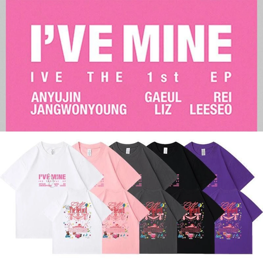 

Kpop IVE Album I'VE Mine Graphic Printed Cotton Top Summer Women's Casual O Neck Short Sleeve Couple Streetwear T-Shirt