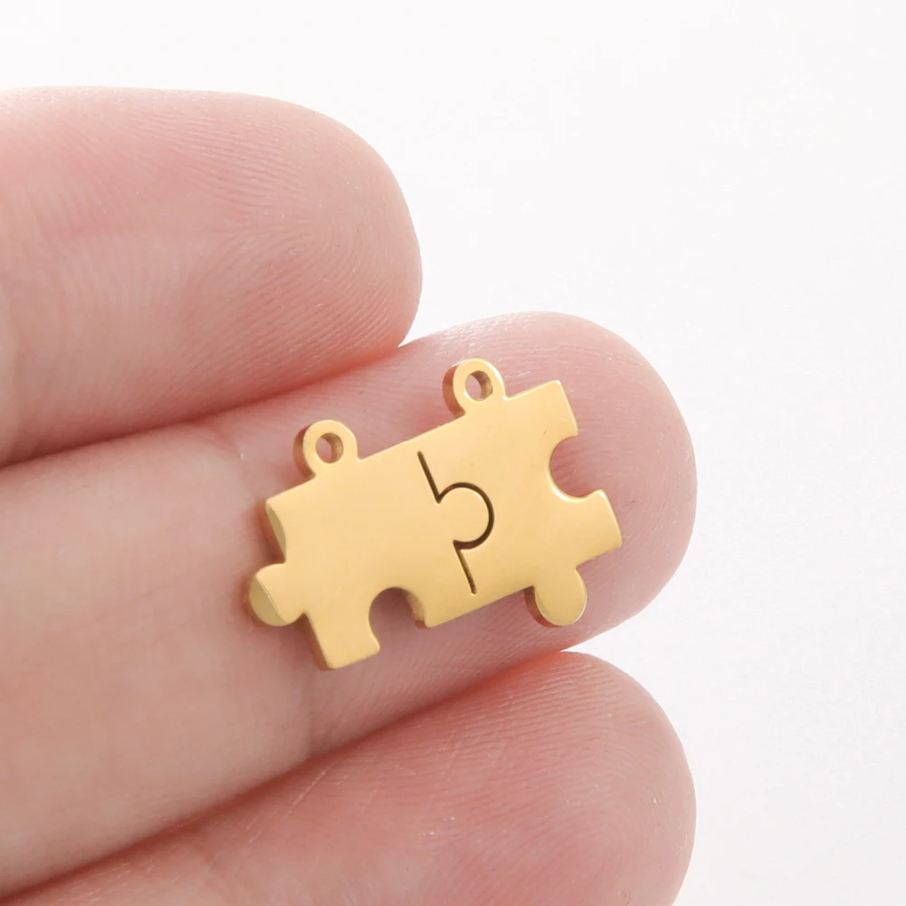 5 Stück Edelstahl Puzzle Anhänger Zubehör DIY Schmuck Charms für Halskette Armbänder handgemachte Lieferungen Großhandel – Detail 4