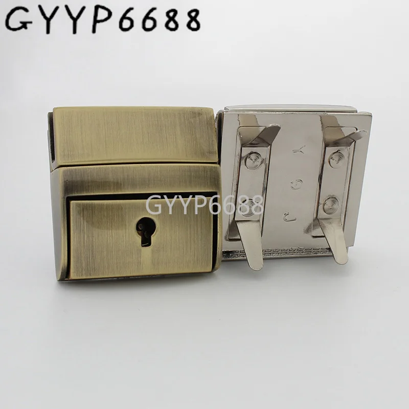 1-5-20sets 3 colors 42*42mm rectangle shape key locks for handbag metal press lock purse hardware accept mix colors