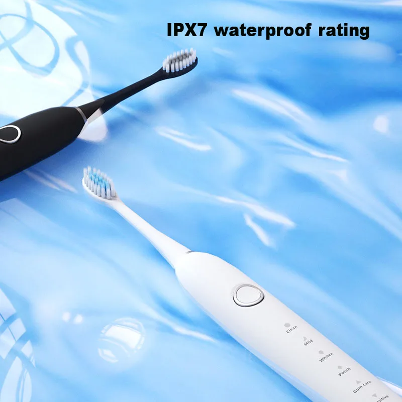 스마트 충전식 초음파 전동 칫솔 성인용 미백 치아 클리너 IPX7 방수 소프트 브러쉬 칫솔