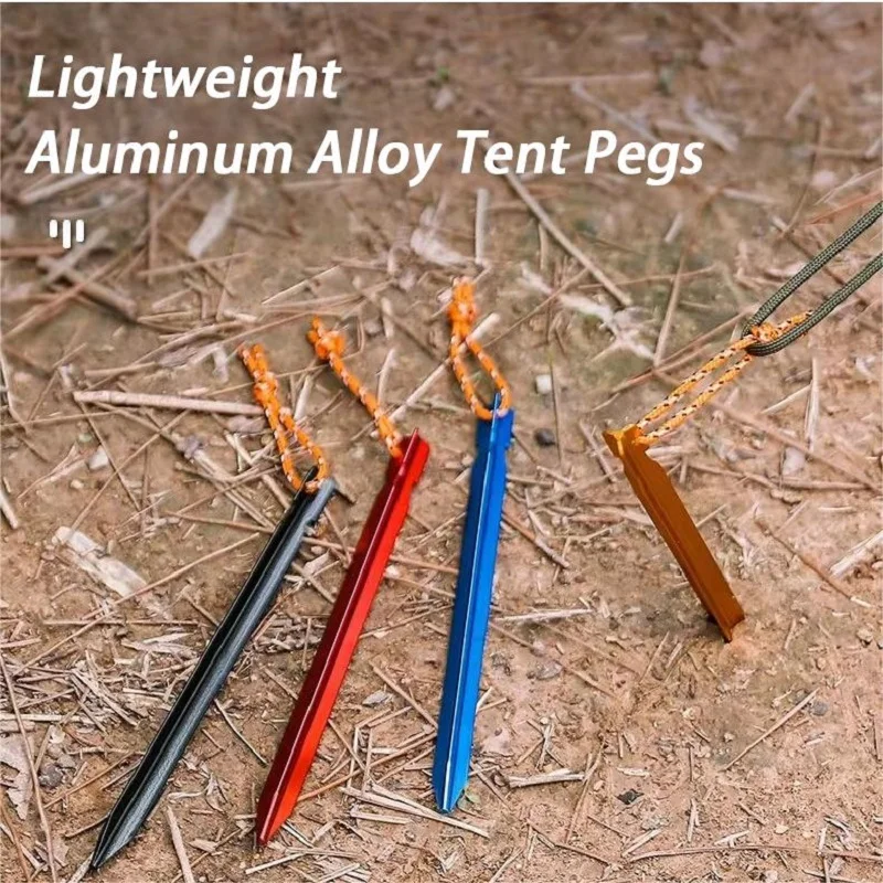 

10Pcs 18cm Outdoor Triangular Aluminum Alloy Ground Nails Beach Nails Camping Tent Fixed High-Strength Rope Tent Nails