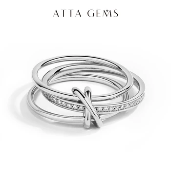ATTAGEMS 2025 New Moissanite Ring DVVS1 Diamond S925 Sterling Silver 3 Ring Connect Design Engagement Jewelry for Women Men Gift