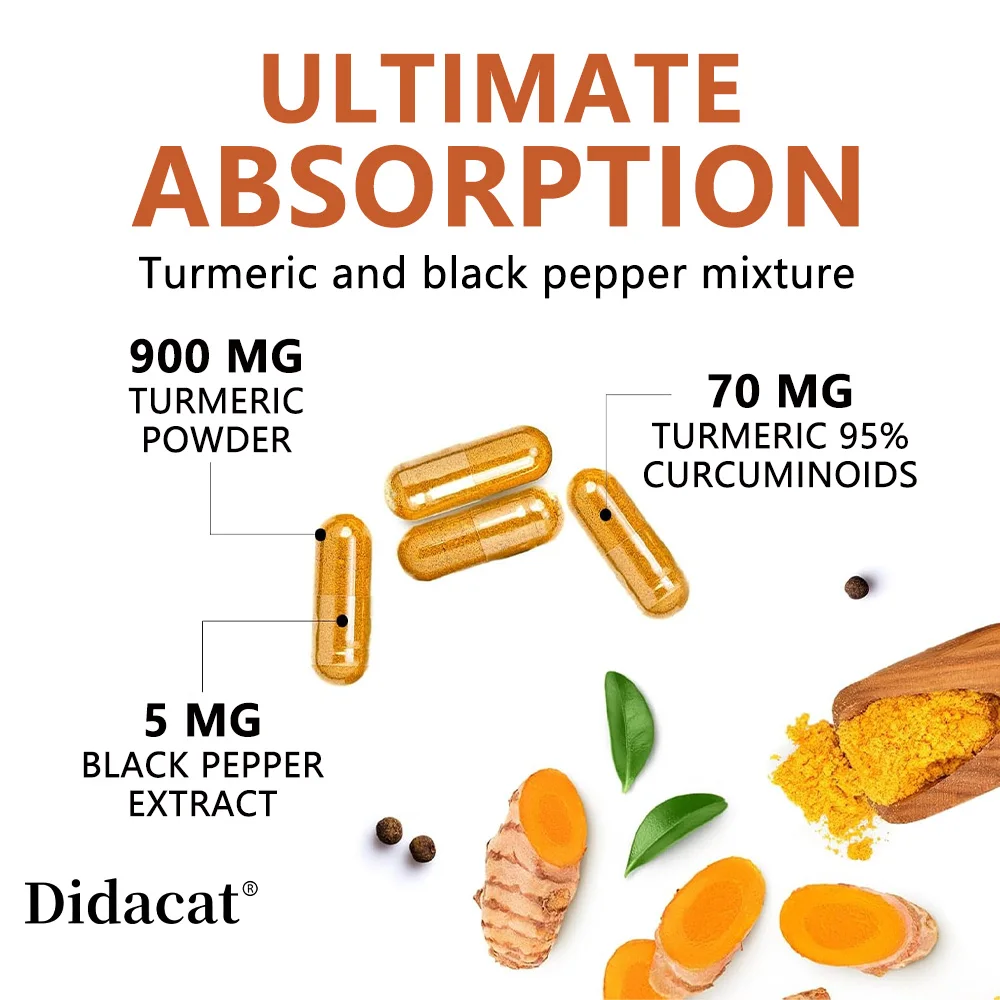 Turmeric Curcumin with Ginger & Black Pepper 1000mg,High Absorption Antioxidant & Immune Support,30/60/120 Capsules