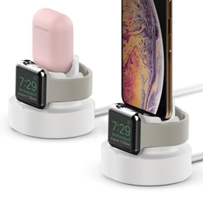 Phone Watch Earphone Silicone Charging Stand Holder 3 In 1 for IPhone 14 15 Pro Max IWatch Airpods Pro 2 3 apple watch charger stand,phone mount holder,apple watch charging bracket,watch display stand,galaxy watch charger stand,phone watch storage rack