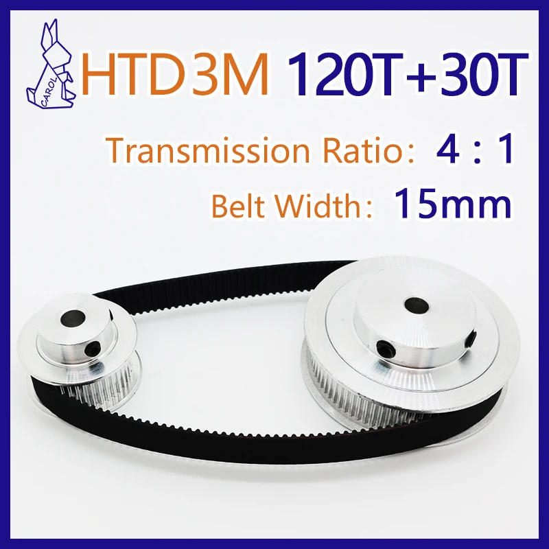 

120Teeth 30Teeth HTD 3M Belt Pulley Gear Kit 30T 120T Pulleys Set Belt Width 10mm HTD3M Timing Pulley 3M Synchronous Wheel Set