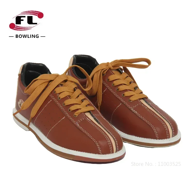 Unisex PU Leather Bowling Shoes Right Hand Non-slip Bowling Private Shoes for Men and Women Lace Up Casual Training Sneakers